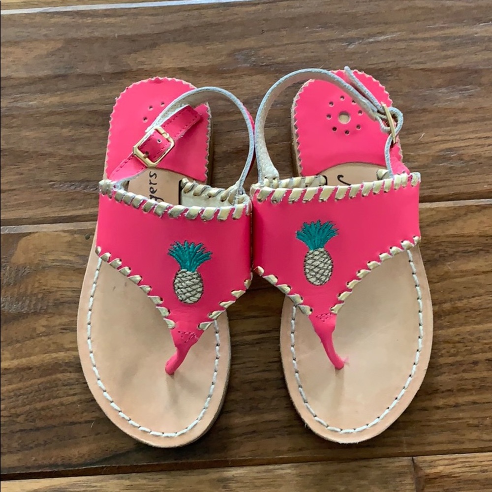 Hot pink pineapple Jack Rogers sandals